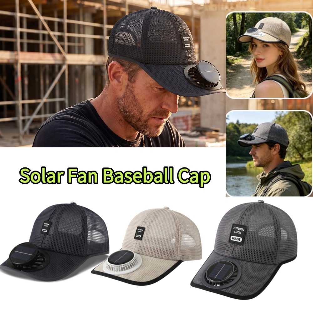 Renewable Energy Fan - Unisex ventilatorpet op zonne-energie, vispet, oplaadbare,